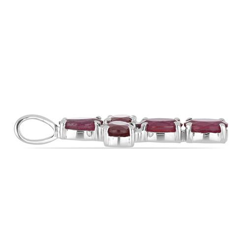 BUY 925 SILVER NATURAL GLASS FILLED RUBY GEMSTONE CROSS PENDANT